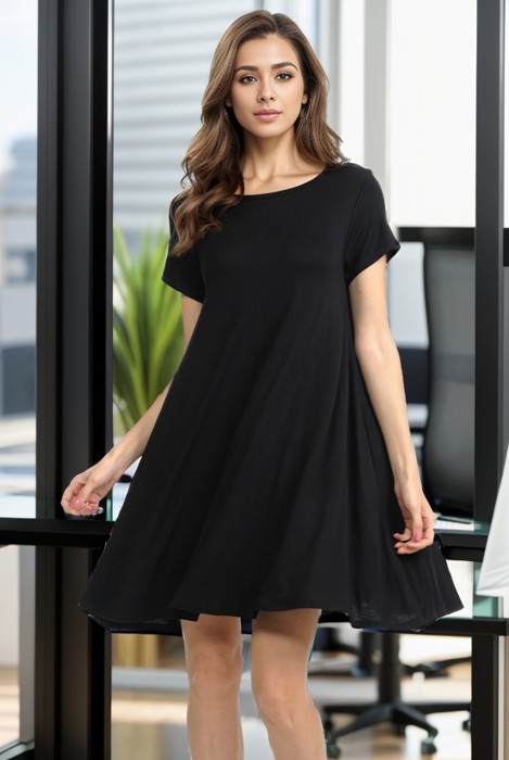 SHORT SLEEVE DRESS WITH SIDE POCKET