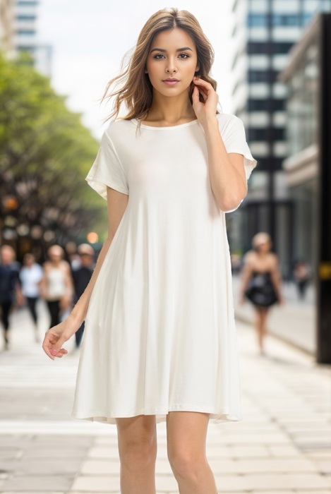 SHORT SLEEVE DRESS WITH SIDE POCKET