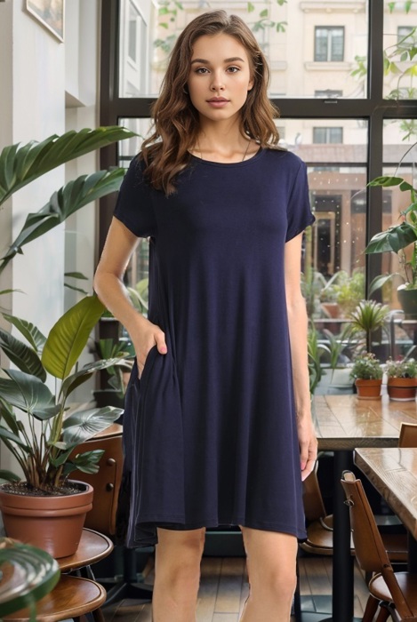 SHORT SLEEVE DRESS WITH SIDE POCKET