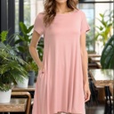 Small ROSE SHORT SLEEVE DRESS WITH SIDE POCKET