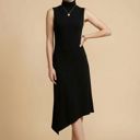 Medium BLACK SOLID HIGH NECK SLEEVELESS ASYMMETRICAL BOTTOM DRESS