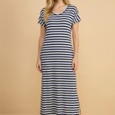  SHORT SLEEVE MAXI DRESS WITH OPEN SIDE