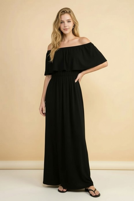 OFF SHOULDER DRESS WITH POCKET