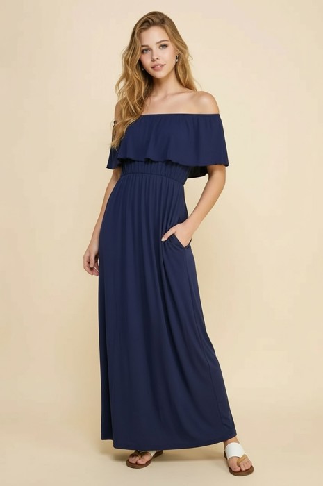 OFF SHOULDER DRESS WITH POCKET