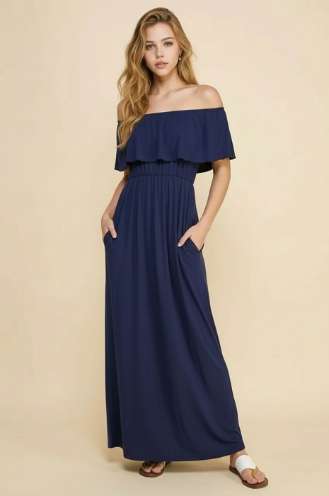 OFF SHOULDER DRESS WITH POCKET