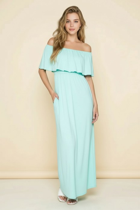 OFF SHOULDER DRESS WITH POCKET