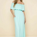 Small MINT OFF SHOULDER DRESS WITH POCKET