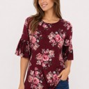  HALF SLEEVE FLORAL TOP WITH FRONT TIE