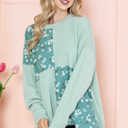 L-XL SAGE OVERSIZED TUNIC WITH DITSY FLORAL PRINT PATCHES
