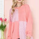 S-M SALMON OVERSIZED TUNIC WITH DITSY FLORAL PRINT PATCHES