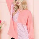 L-XL SALMON OVERSIZED TUNIC WITH DITSY FLORAL PRINT PATCHES