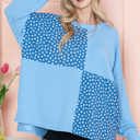 S-M BLUE OVERSIZED TUNIC WITH DITSY FLORAL PRINT PATCHES