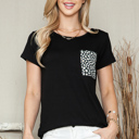 Small BLACK/WHITE SOLID TOP WITH FLORAL POCKET DETAIL
