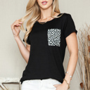 Medium BLACK/WHITE SOLID TOP WITH FLORAL POCKET DETAIL