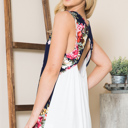 Large BLACK FLORAL TANK TUNIC WITH OPEN BACK SOLID CONTRAST