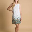 Large WHITE FLORAL SLEEVELESS SHIFT DRESS