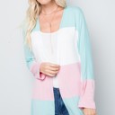 Medium MINT COLOR BLOCK OPEN CARDIGAN