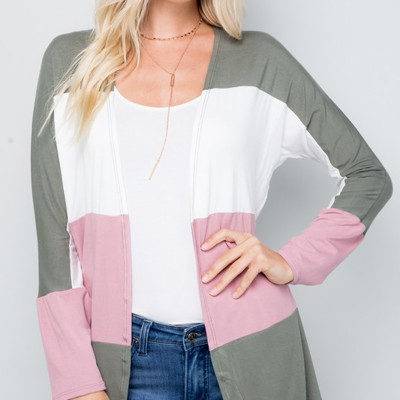 COLOR BLOCK OPEN CARDIGAN