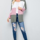 Large SAGE COLOR BLOCK OPEN CARDIGAN