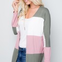XL SAGE COLOR BLOCK OPEN CARDIGAN