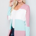 XL ROSE COLOR BLOCK OPEN CARDIGAN