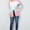 Large ROSE COLOR BLOCK OPEN CARDIGAN