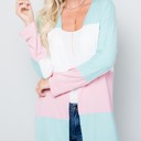 Small MINT COLOR BLOCK OPEN CARDIGAN