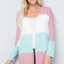 Small ROSE COLOR BLOCK OPEN CARDIGAN