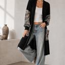  MIDI OPEN CARDIGAN WITH ANIMAL CONTRAST DETAIL