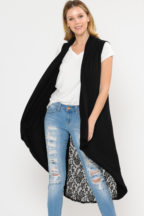 HI-LOW BACK LACE DETAIL VEST