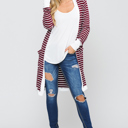  Lightweight Stripe Midi Open Cardigan