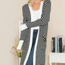 Small BLACK Lightweight Stripe Midi Open Cardigan