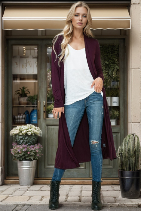 LIGHTWEIGHT SOLID MAXI CARDIGAN