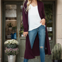 Small PLUM LIGHTWEIGHT SOLID MAXI CARDIGAN