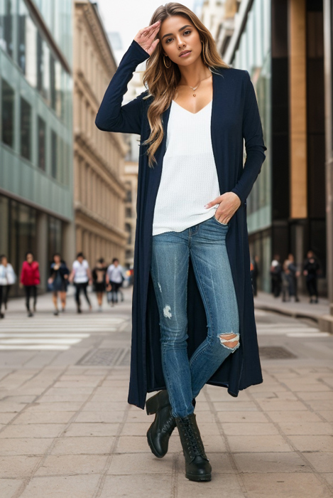LIGHTWEIGHT SOLID MAXI CARDIGAN