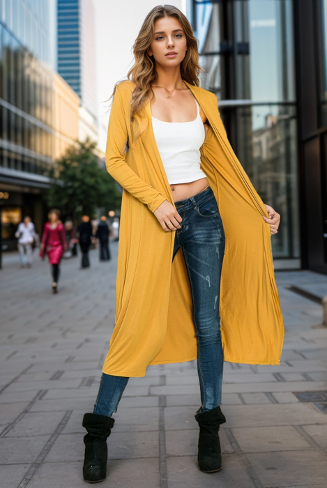 LIGHTWEIGHT SOLID MAXI CARDIGAN