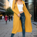 Small MUSTARD LIGHTWEIGHT SOLID MAXI CARDIGAN