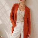 Small RUST LIGHTWEIGHT MIDI OPEN CARDIGAN WITH FRONT POCKETS