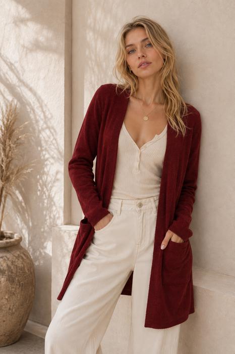 LIGHTWEIGHT MIDI OPEN CARDIGAN WITH FRONT POCKETS