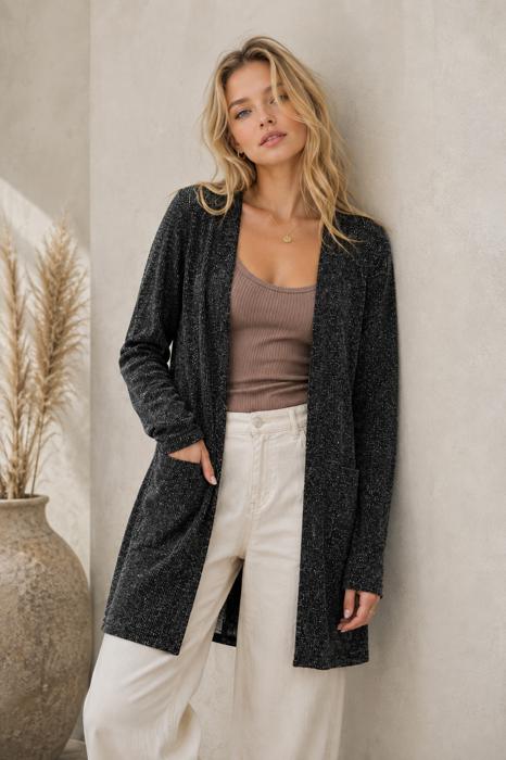 LIGHTWEIGHT MIDI OPEN CARDIGAN WITH FRONT POCKETS
