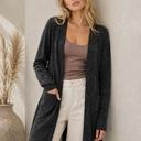 Small CHARCOAL LIGHTWEIGHT MIDI OPEN CARDIGAN WITH FRONT POCKETS