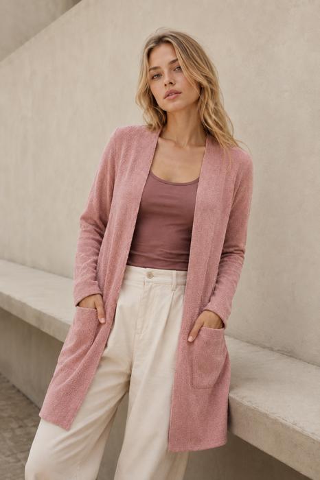 LIGHTWEIGHT MIDI OPEN CARDIGAN WITH FRONT POCKETS