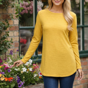 Small MUSTARD KNIT LONG SLEEVE TUNIC TOP