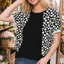 Small BLACK HEART COLOR BLOCK SHORT SLEEVE TOP