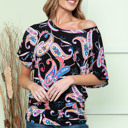 XL BLACK OFF SHOULDER BLOUSON TOP WITH FLOWER PRINT