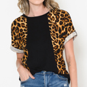  ANIMAL COLOR BLOCK SHORT SLEEVE TUNIC TOP