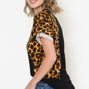 XL BLACK ANIMAL COLOR BLOCK SHORT SLEEVE TUNIC TOP