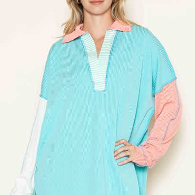 OVERSIZED POLO WAVE RIB TUNIC WITH CONTRAST