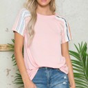 Small PINK SOLID TOP WITH STRIPE SHORT SLEEVES
