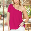 Small FUCHSIA ONE SHOULDER KNOT SIDE TOP